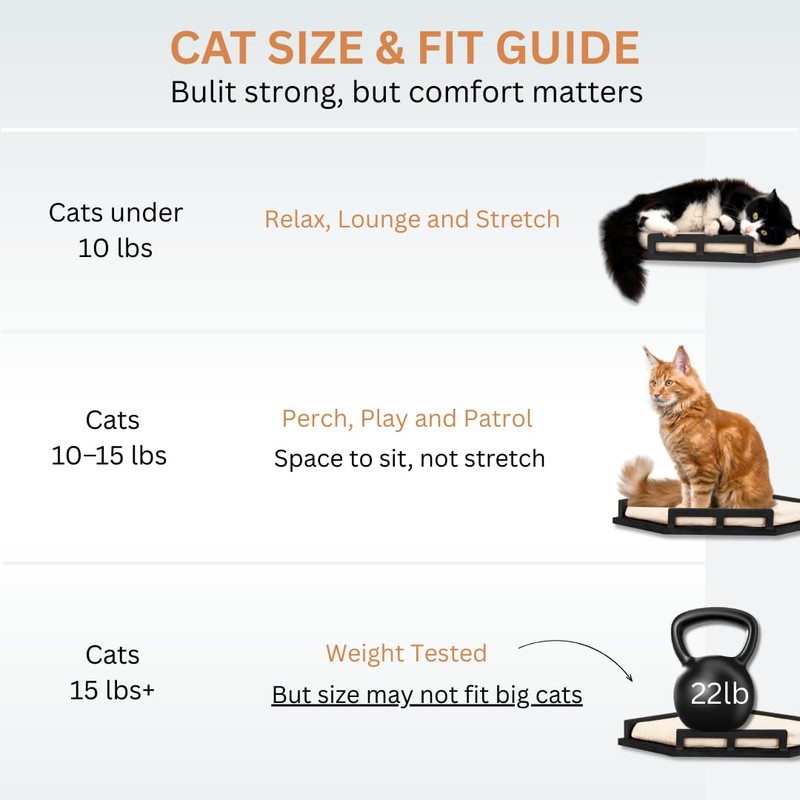 INICIO Cat Wall Shelves - Modern and Durable 3 Step