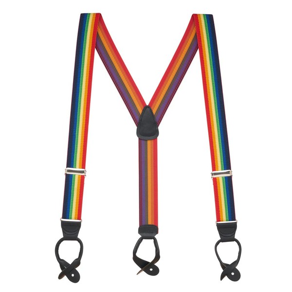 Suspender Store Novelty Rainbow Striped Suspenders - 1.5-Inch Wide Elastic