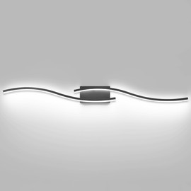 PRESDE 48 Inch Bathroom Light Fixtures Black Vanity Light Bar LED Modern Bath Wall Lighting Over Mirror Dimmable