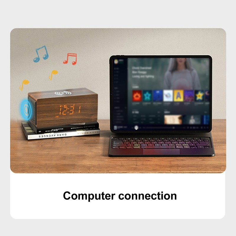 Wooden LED Clock Home Bedroom Brown Digital Alarm Clock with