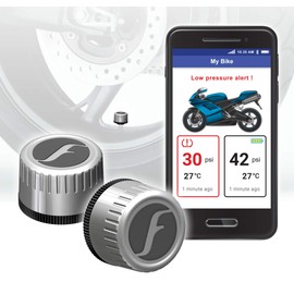 FOBO Bike 2 tire Pressure Monitoring System (Silver) – External Monitor, Bike tire, Temperature Sensor, Wireless, for Smart Bike, Motorcycle, ebike & Bicycle