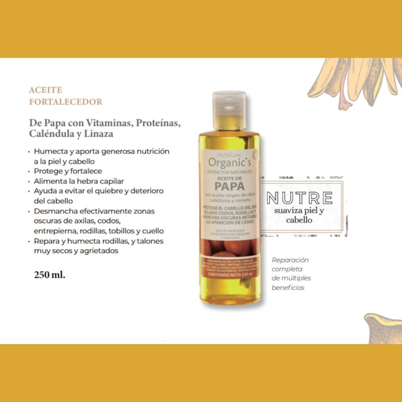 Aceite de Papa Orgánico con Aceite Virgen de Olivo, Celedonia