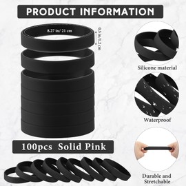 Liliful 100 Pcs Silicone Rubber Bracelets Rubber Wristbands Bracelet Rubber Bands for Silicone Wristband for Women Men Party Gifts (Black)
