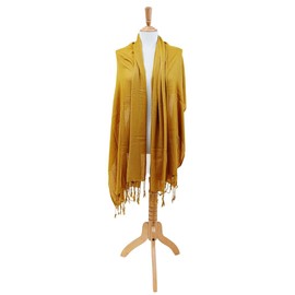 casa santa Women's Wraps Scarf Pashmina Shawl, Multiple Ways to Wear, 100% Cotton, Large and Soft, Golden Color, Made in Mexico by Artisans