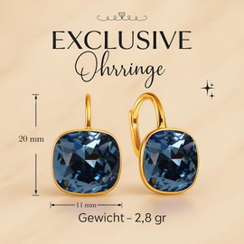 Earrings 925 Silver Austrian Zirconia - 24 Carat Gold-Plated Jewellery for Women and Girls - Drop Earrings Ideal for Gifts for Women, Sterling Silver, Cubic Zirconia