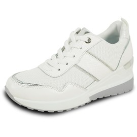 kozi Women Comfort Wedge Platform Fashion Sneaker Oxford Lace-up Shoe MG3271 with Removable Insole White Size 7