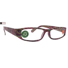 Florence, Premium Reading Glasses, High End Readers +1.25 to +3.00 Magnifying. Paisley Pink, Optical, Rectangular Style. NY Fifth Avenue
