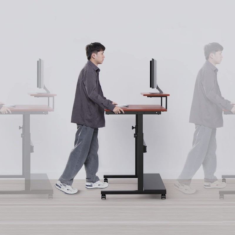 It's_Organized Height Adjustable Portable Computer Desk,41''Rolling Laptop Desk Mobile Standing