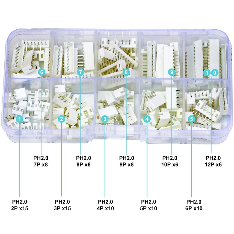 JTSINERU JST Connector Socket Kit, JST PH 2.0 2.0MM 2Pin