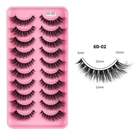 Generic Lashes Faux Mink False Eyelashes, 10pcs, Wispy Long Length, Fluffy (6D-02), black