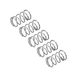 sourcing map Compression Spring, 5Pcs 304 Stainless Steel, 3mm OD, 0.3mm Wire Size, 5mm Free Length, Silver Tone