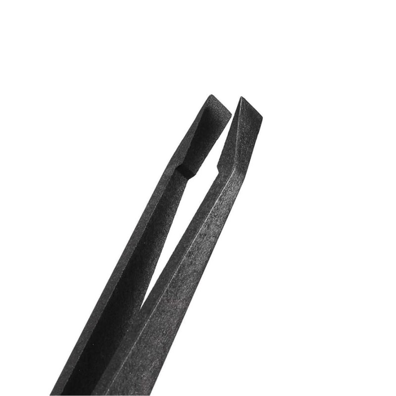 QLXHBOT Black Plastic Slant Flat Tip Anti-static Tweezers 4.7 Inch