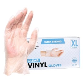 ForPro Professional Collection ForPro Disposable Vinyl Gloves, Clear, Industrial Grade, Powder-Free, Latex-Free, Non-Sterile, Food Safe, 2.75 Mil. Palm, 3.9 Mil. Fingers, X-Large, 100-Count