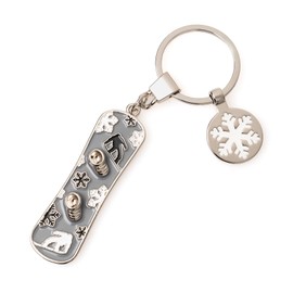 ARTÉ Snowboard with Medal, Suitable for Engraving, Keyring Made of Polished Metal Rustproof 7062E, Silver/Black, Without Size, Silver / black