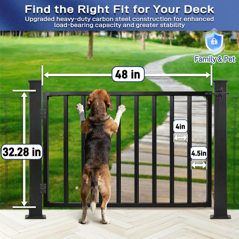 Avalution Deck Fence Gate Outdoor,32" H x 48" W, Metal