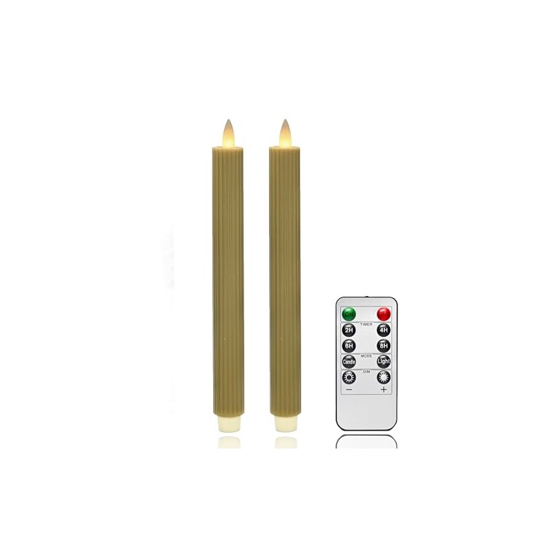 CozierGlow Flameless Vertical Stripes Taper Candles Flickering with Remote and