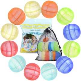 12Pcs Reusable Water Balloons, Outdoor Pool Toys, Used for Water Fight Game, Self-Sealing Water Bomb Quick Fill for Summer Party