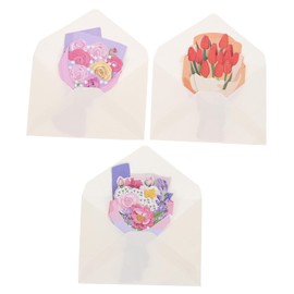 Operitacx 1set Flower Bouquet Greeting Card Message Cards for Birthday Greeting Cards for Birthday Thanksgiving Day Blessing Cards Blessing Cards for Xmas Colorful Paper 12pcs