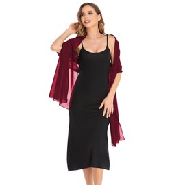 Pukguro Wine Red Shawl Wraps for Womens Chiffon Sheer Soft Shawl Scarf for Wedding Evening Bridal Brugundy 79 * 26''