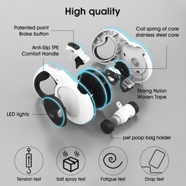 Gauzi 4 in 1 Retractable Dog Leash 16.4 ft Long Leashes with LED Light & Poop Bag Holder for Small Medium Large Dogs Heavy Duty (Max110lbs)