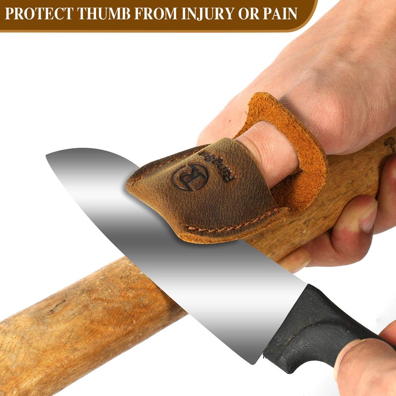RingSun Thumb Guard Wood Carving Tools, Leather Finger Protector, Handmade