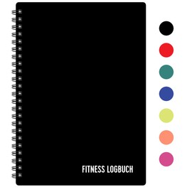 FL FITNESS LOGBOOK Fitness Logbuch Plastik-Cover Schwarz - undatiertes Workout-Tagebuch – A5-Format, dickes Papier, starke Bindung – stilvolles und minimalistisches Trainingstagebuch