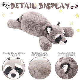 ARELUX Soft Raccoon Stuffed Animals:23.6in Raccoon Plush Cute Body Pillow Hug Sleeping Plushy Fluffy Wild Animal Toys Chair Decor Plushie Doll Gifts for Kids Girls Boys Toddler