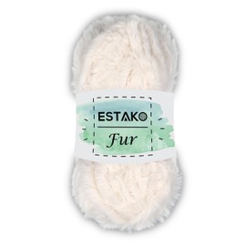 Estako Fur 100% Polyester Soft Super Chunky Fluffy Faux Fur Knitting and Crocheting Yarn 3.52 oz (100gr) 71 yds (65 m) (40111 - White)