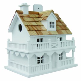 Home Bazaar Hand-made Novelty Cottage Bird House - Bird Friendly Home Decor , White