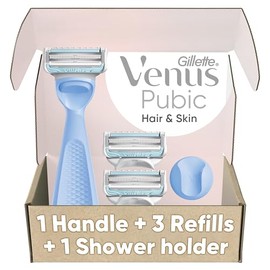 Gillette Venus Intimate Grooming - Maquinilla de afeitar para cabello y piel púbicos, maquinilla de afeitar para bikini, mango + 3 recambios de maquin
