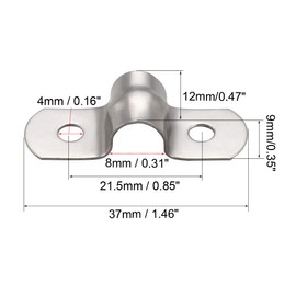 sourcing map Rigid Pipe Strap 8 mm (0.3 Inch) Clip Clamp 2 Hole 304 Stainless Steel Pack of 50