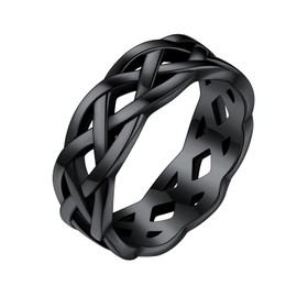 Bestyle Women's Celtic Knot Ring Made of Stainless Steel, Black Rhodium, No Gemstone