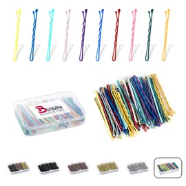 Biribila Bobby Pins 5 cm - Pack of 150 Small Hair Pins - Women's Hair Clips with Rounded Edges in a Storage Box - Updo Accessories Hairpin Perfect for Styling - Colourful