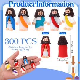 Bememo 300 Pcs Easter Mini Jesus Figurine Bulk Everyone Needs a Little Jesus Pocket Toys for Share Pass The Love Religious Party Favors for Church and Sunday
