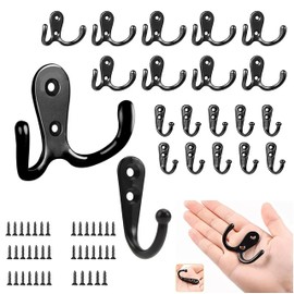 FLOVAZO Ganchos de Perchero Resistente, Pack de 20 (10 Pequeños + 10 Grandes), para Cocina, Baño y Dormitorio, Sin Óxido, Perfectos para Abrigos, Toallas, Llaves y Paraguas