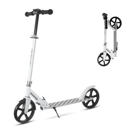 Nattork Scooter for Kids 8-12, Teens and Adults- Adjustable Height Folding Kick Scooter with Large Sturdy Wheels for a Smooth Ride, Lightweight, Anti-Shock Suspension, Scooter for Boys and Girls-White