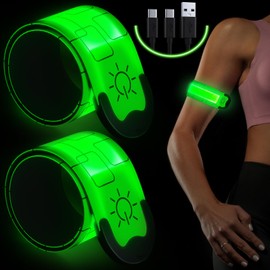 ocuvaep LED Armband for Running (2 Pack), Running Lights for Runners Rechargeable, Running Lights, High Visibility Reflective Running Gear for Running Walking Cycling