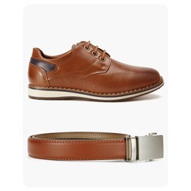 CHAOREN Leather Boys Belt, Dress Kids Belt with Ratchet Buckle Width 1", Adjustable for Formal Wear and School Uniforms