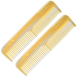 Giorgio G33 Fine Tooth and Wide Tooth Pocket Comb - Hair Styling Combs for Men and Women, Handmade Mustache and Beard Comb for Men for Grooming, Saw Cut and Hand Polished