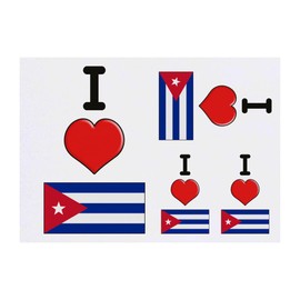 Azeeda 4 x 'I Love Cuba' Temporäre Tattoos - Wasserfest, Hautfreundlich & Ungiftig · Transfers in Verschiedenen Größen (TO00053479)