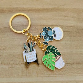 Meimimix Cute Fashion Keychain Ladies Succulent Potted Succulent Shaped Keychain Golden Car Keychain Jewelry for Friends