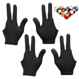 KAEGOUSY 4 Pcs Snooker Billiard Gloves Billiard Gloves Three Finger Snooker Gloves Left Hand 3 Fingers Gloves for Women Men Left/Right Hand Billiard Accessories (Black)