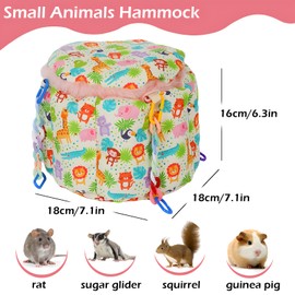 Rat Hammock for Cage, Rat Hanging Bed, Rat Cage Accessories Warm Sleeping Nest & Sugar Glider Toys, Elastic Sugar Glider Climbing Ropes, Hanging Toys Sugar Glider Cage Accessories (2pcs Green & Pink)