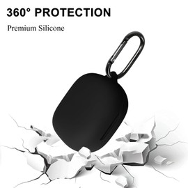 VAEKNVG Silicone Case for SHOKZ OpenFit 2, Shockproof Protective Earbuds Cover with Keychain Accessories (Black)