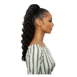 Mane Concept Human Hair Blend Ponytail Brown Sugar Wrap N Tie BSWNT07 Crimp Wave Wnt 22" (OM27)