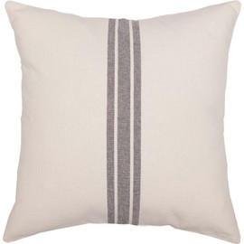 PIPER CLASSICS Market Place Gray Grain Sack Ticking Stripe Pillow Cover, 20in x 20in, Farmhouse D飯r, Grey & Cream