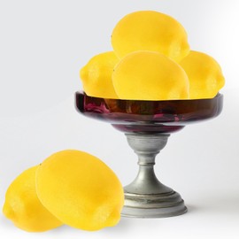 Tuxiaobu Fake Yellow Lemon, 6 Pcs Faux Plastic Yellow Lemons, Artificial Fruit Decoration