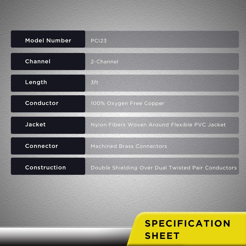 RECOIL PCI23 Premium 100% Oxygen Free Copper 2-Channel RCA Audio