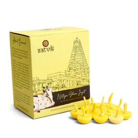 Satvik Pure 100 Pcs Cow Ghee Wicks Readymade Cow Ghee Cotton Wicks Diya/Ghee Diya/Puja Batti for Your Daily Pujan Essential (Upto 30 Mins Time)