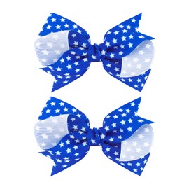 YanJie Hair Bow Clips 4th of July Stars Hair Clips Blue White Bowknot Hair Barrettes Heart Lip Print Boutique Independence Day Hair Bow